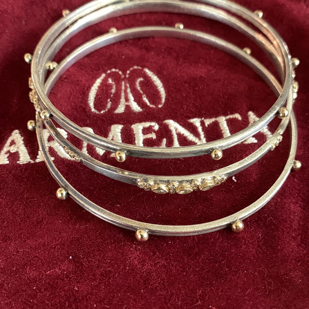 Armenta Bangle Set (2 Granulation, 1 Multi-Stone) - Picture 3 of 7